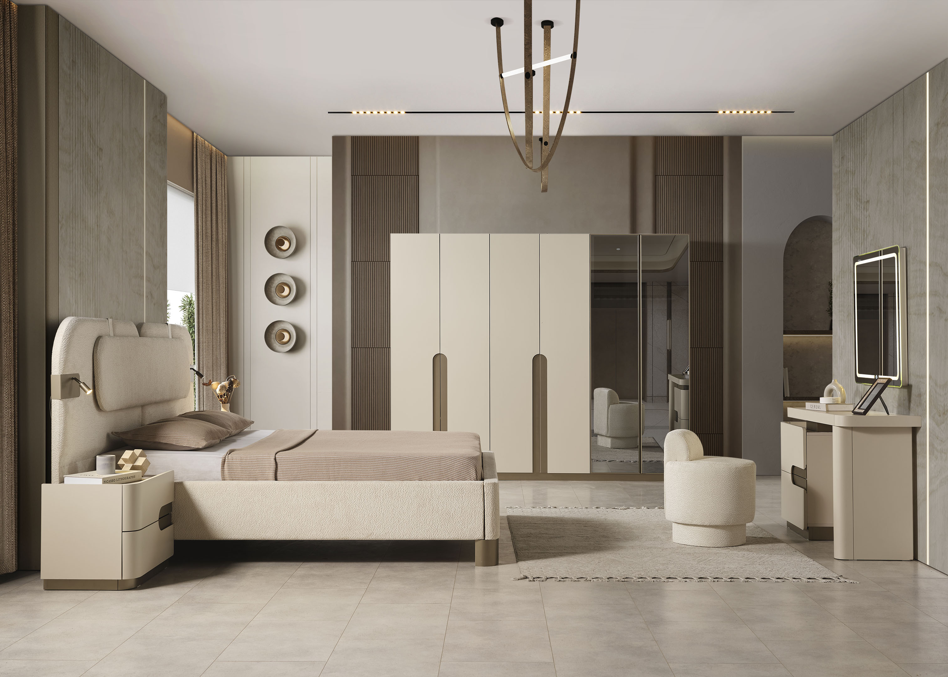 GARDOLAP+2 KOMİDİN+ŞİFONYER+AYNA+BAŞLIK