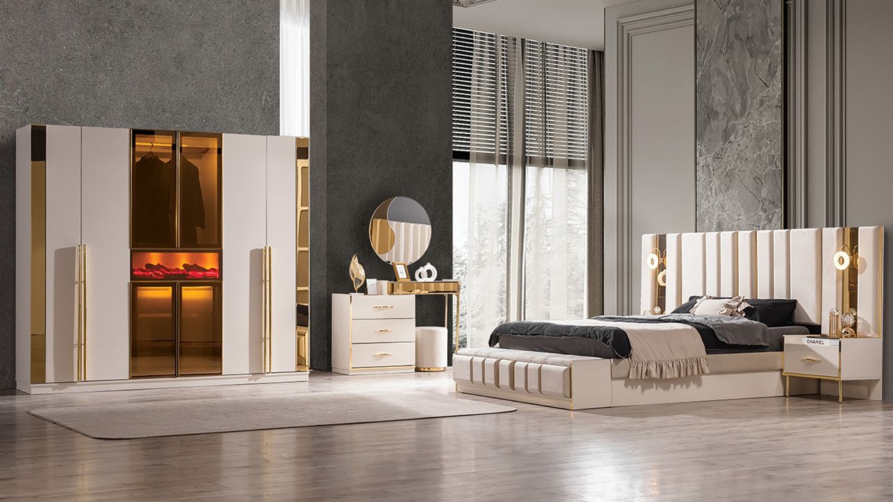 GARDOLAP+2 KOMİDİN+ŞİFONYER+AYNA+BAŞLIK